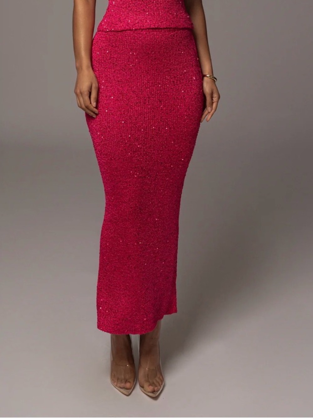 JLUXLABEL Hot Pink Sparkle Knit Skirt